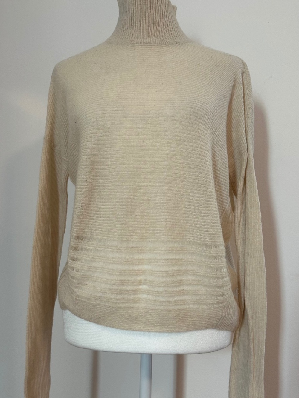 ALLSAINTS Cream/White Lightweight Turtleneck Sweater
